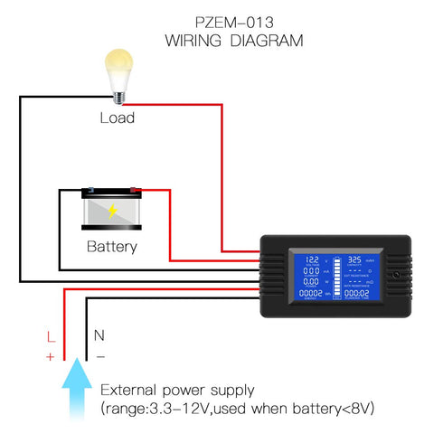 DC Multifunction Battery Monitor Meter,0-200V,0-10A (Widely Applied to 12V/24V/48V RV/Car Battery) LCD Display Digital Current Voltage Solar Power...