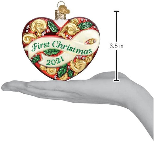 Old World Christmas Ornaments 2021 First Christmas Heart Glass Blown Ornaments for Christmas Tree...