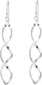 AeraVida Classy Twisting Infinity Marquise Loops .925 Sterling Silver Linear Drop Dangle Earrings | Elegant Silver Earrings for Women | Sterling S...
