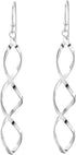 AeraVida Classy Twisting Infinity Marquise Loops .925 Sterling Silver Linear Drop Dangle Earrings | Elegant Silver Earrings for Women | Sterling S...