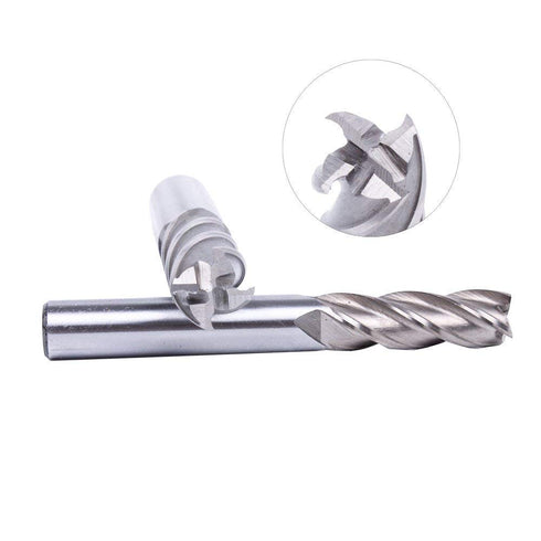 AUTOTOOLHOME 1/8" 3/16" 1/4" 5/16" 3/8" 1/2" high Speed Steel HSS 4 Flute Straight End Mill Cutter 5/32" 1/16" Set of 8...