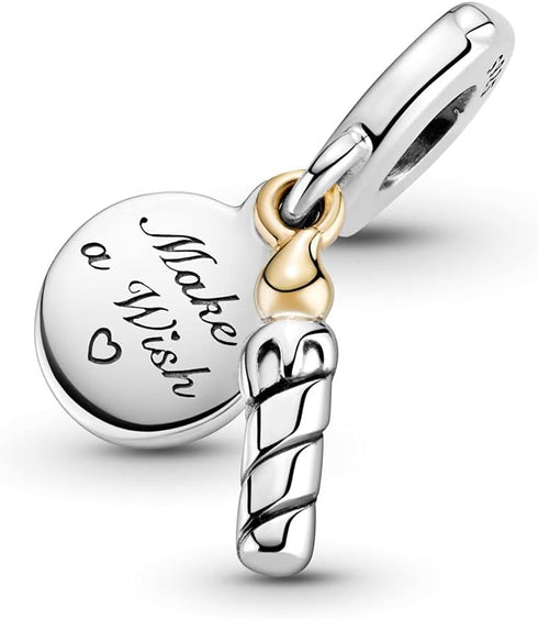 Make a Wish Birthday Dangle Charms 925 Sterling Silver Candle Pendant for Bracelets...