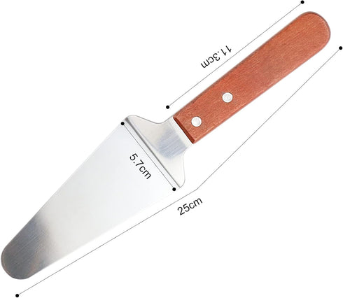 4 Pcs Stainless Steel Pizza Servers with Wooden Handle, Triangular Spade Pie Pastry Spatula for Cake, Dessert, Tart, Pie and Pizza...