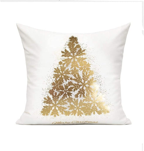 All Smiles Christmas Throw Pillow Covers Cases 16X16 Set of 4 White Gold Decorations Winter Xmas Indoor Home Holiday Décor Velvet Navidad Cushion ...