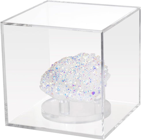 3 Pegs Round Display Easel Stands with Transparent Acrylic Box, Multiple Decoration Storage Case, Small Items Stands for Displaying Collectible St...