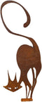 Metal Cat Fence Topper Decor, Rust Cat Iron Branch Art Craft Animal Metal Art Statue, Animal Metal Craft Cute Animal Statues for Outdoor Yard Gard...