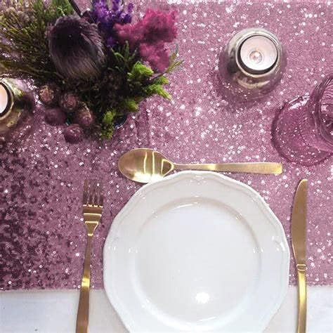 JYFLZQ Rose Pink Sequin Table Runner 12" x 72" Sparkly Pink Metallic Table Runner Glitter Sequin Runner for Table Birthday Party Event Decorations...