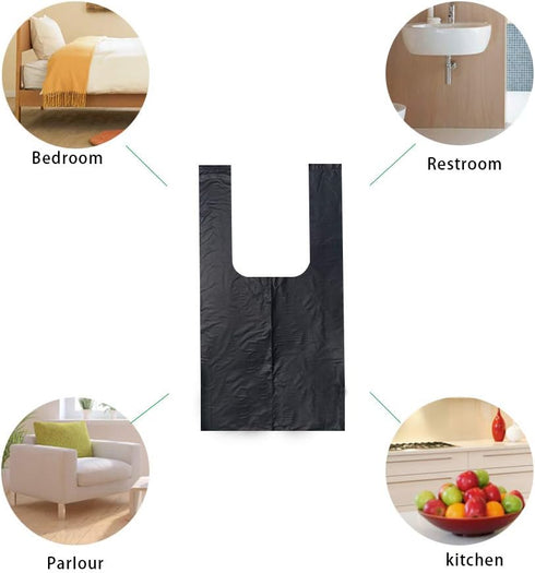 Kitchen Garbage Bags and Black Trash Bag, 100 Counts 4 Gallon 45x60Cm Kitchen Trash Bags with Handles for Bathroom Trash Bags, Small Trash Bags, C...