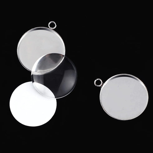 60 Sublimation Pendant Tray for Jewelry Making Include 20 Round Blank Pendant Base 20 Flatback Clear Glass Dome 20 Aluminum Sheet Sublimation Blan...