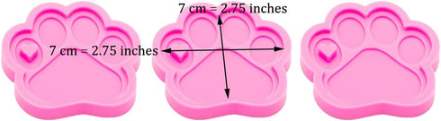 3pc Shiny Paw with Heart Resin Silicone Mold, Dog Paw Print Keychain Mould Crafts Epoxy Resin with 10PC Key Ring(DY0292+DY0292+DY0292)...