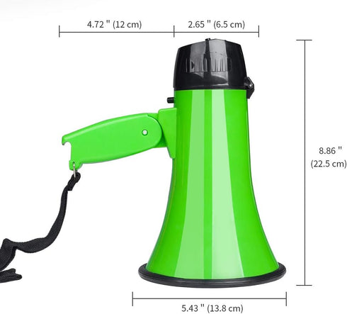 MyMealivos Portable Megaphone Bullhorn 20 Watt Power Megaphone Speaker Voice and Siren/Alarm Modes with Volume Control and Strap (Green)…...