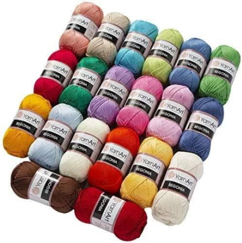 Yarn Art Begonia Yarn 100% Cotton, Pure Premium Soft Cotton Yarn, for Knitting Crochet and Amigurumi, Various Pastel and Shiny Colors Yarn, Baby Y...
