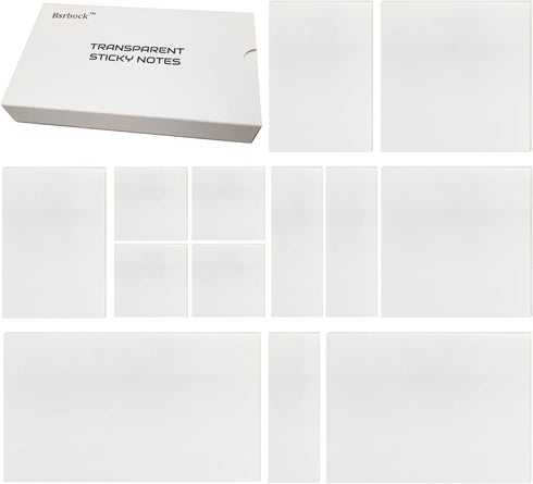 Transparent Sticky Notes 650 Sheets, Clear Sticky Notes, See Through Invisible Translucent Sticky Notes for School, Office 13 Packs, (1.5"x1.5", 3...