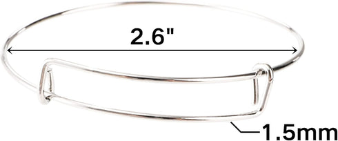 Tosnail 120 Pack Expandable Blank Bangle Bracelet, Adjustable Wire Bangle for DIY Jewelry Making - White K...