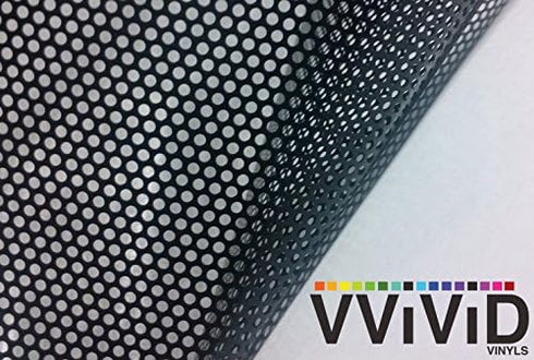 VViViD® One-Way Perforated Black Vinyl Privacy Window Film Adhesive Glass Wrap Roll (0.5ft x 54 inches)...