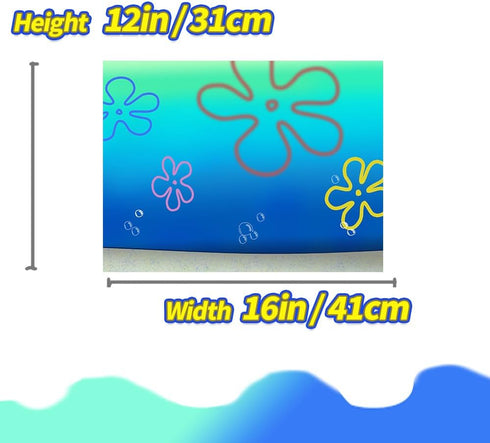 Cartoon Underwater Aquarium Backdrop Sticker BOB 12''x16'' (31x41cm), Fish Tank Background Decorations HD Printing Simple Wallpaper PVC Poster (B)...