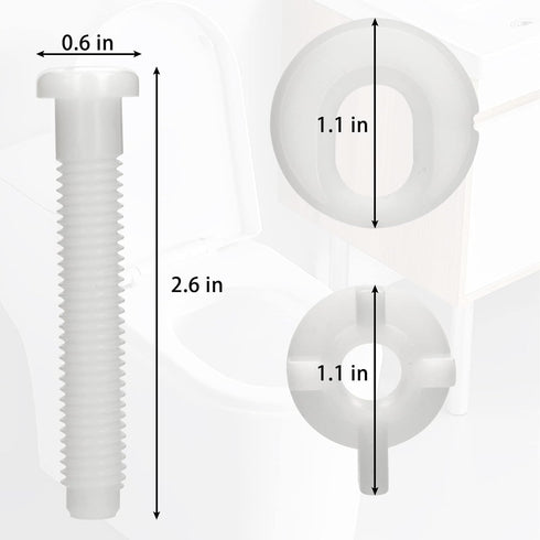 Plastic Toilet Seat Hinge Bolt Screws 2 Pack Toilet Seat Screws Replacement with Nuts and Washers to Fix the Top Mount Toilet Seat...