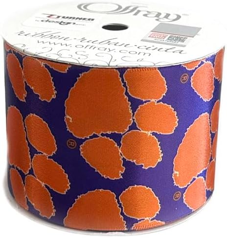 2.5" Clemson Ribbon, Licensed by Offray Ribbon - Officially Licensed (Orange - 5 Yards (15 Feet))...