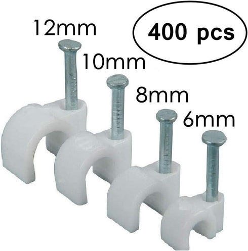 Round Cable Wire Clips, RG6/RG59/CAT5/CAT6/RJ45 Electrical Ethernet Dish TV Speaker Wire Cord Tie Holder, Single Coaxial Nail Clamps (6mm + 8mm + ...