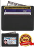 womens Credit Holder Genuine Leather Slim Minimalist Card Case Wallet, Black With Id Window, Classic US...