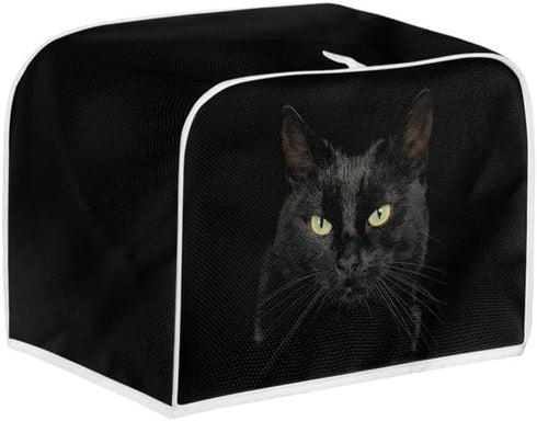 3D Black Cat Toaster Cover Slice Wide Slot, Cute Kitten Kitchen Appliance Cover, Aesthetic Animals Art Universal Size Microwave Toaster Oven Cover...