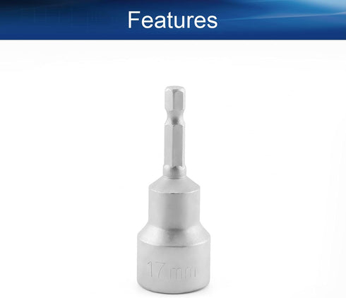 Utoolmart 1/4" Quick-Change Hex Shank 17mm Setter Impact Nut Driver Drill Bit Tool, 65mm Length, Metric No-Magnetic 1 Pcs...