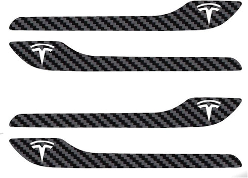 IPG for Tesla Model 3 / Model Y Door Handle Decal Sticker Wrap Kit (Set of 4) with Tesla Logo (Black Carbon Fiber)...