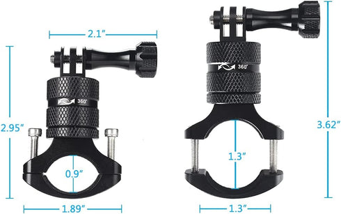 HSU Aluminum Bike Bicycle Handlebar Mount for GoPro Hero 12/11/10/9/8/7/6/5/4 Session AKASO Campark and Other Action Cameras, 360 Degrees Rotary M...