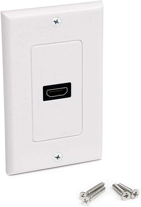 TENINYU Single HDMI Wall Plate (1 Port) - 4K UHD, ARC, and Ethernet Pass-Thru Support (1-Gang) White - for 1 HDMI (1-Port)...