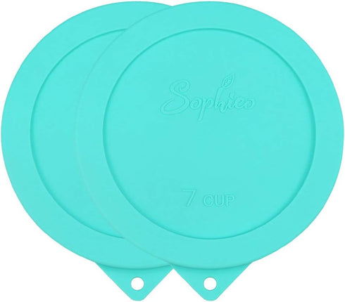 Sophico Round Silicone Storage Cover Lids Replacement for Anchor Hocking and Pyrex 7402-PC 6/7 Cup Glass Bowls (Container not Included)(Mint - 2 p...
