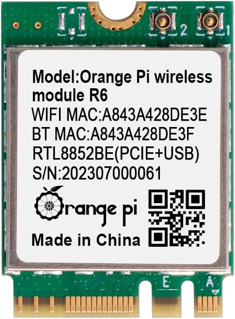 5 Plus WiFi 6 Module Wireless Card 1201Mbps PCIe Wi-Fi6+BT5.2, Wireless Module R6 Support WiFi Bluetooth Compatible with Orange Pi 5 Plus Singble ...