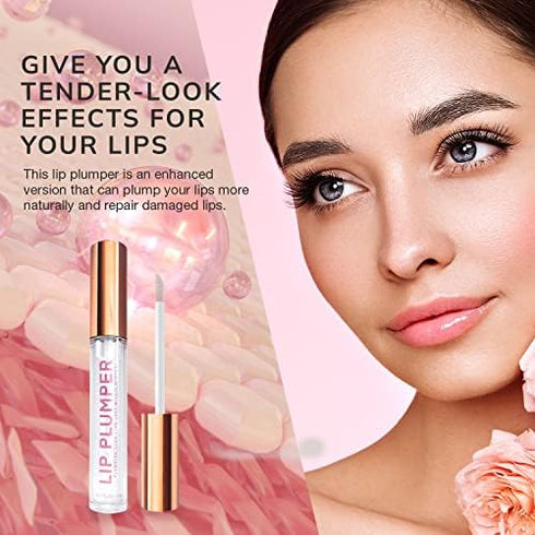 Lip Plumper Gloss: Clear Plumping Lip Gloss Hydrating with Hyaluronic Acid and Nourishing Ingredients to Smooth Lip Wrinkles...