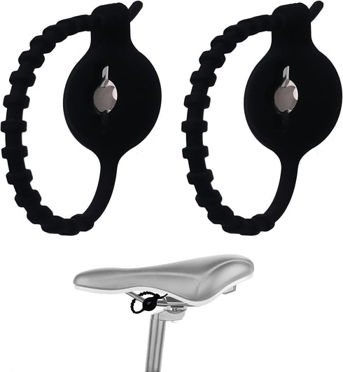 Bike Mount Holder Compatible with Airtag, Waterproof Elastic Silicone Attachment Loop, Easy Attach to Bicycle Reflector Hidden Under Seat, Black...
