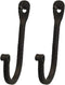 Single Prong Wrought Iron Hooks – Rustic Curved Metal Fasteners – Decorative Colonial Wall Decor (Set of 2)...