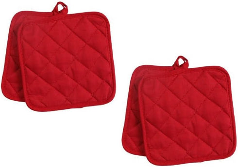 Pack of Four (4) Red Home Store Cotton Pot Holders (2 Sets of 2) (2, Red) Reluen...