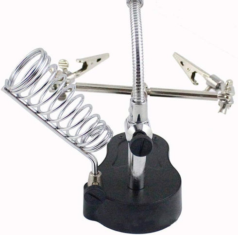 Desk Magnifier Loupe, Tabletop 3.5X 12x 3rd Helping Hand Soldering Tools LED Iron Stand Lens Magnifying Glass with 2 LED Lights, Adjustable Lockin...