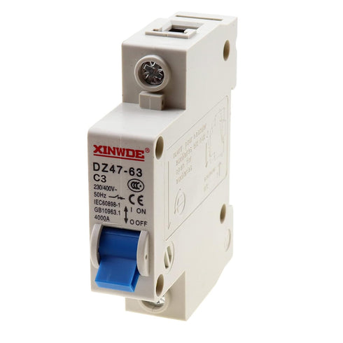 1 Pole 230/400V Low-Voltage Miniature Circuit Breaker 3A Din Rail Mount DZ47-63 C3...