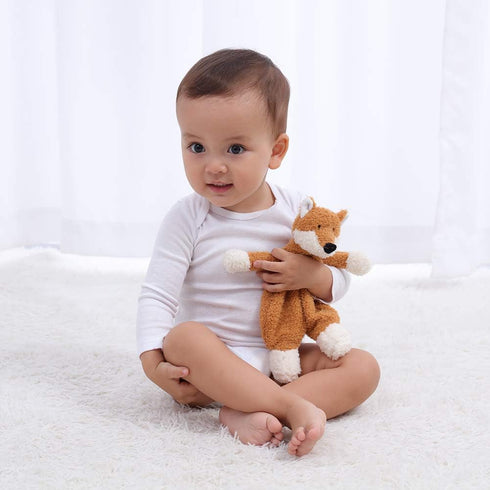 Apricot Lamb Stuffed Animals Security Blanket Yellow Fox Infant Nursery Character Blanket Luxury Snuggler Plush(Yellow Fox, 10 Inches)...