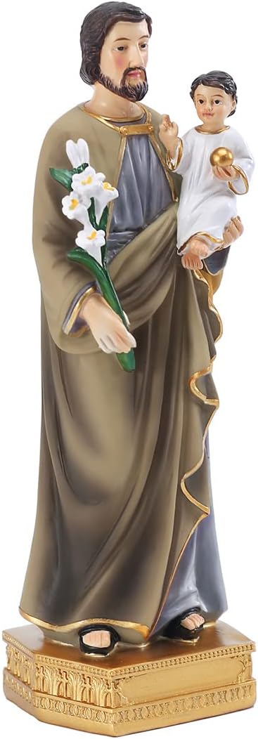 Galiyen St. Joseph and Child Jesus Statues, Hand-Crafted 8 Inch Saint Joseph Resin Figurines, Catholic Religious Renaissance Collection Decoration...