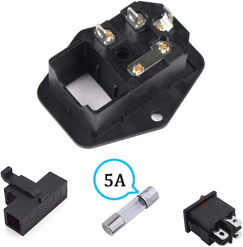 URBEST Inlet Module Plug 5A Fuse Switch Male Power Socket 10A 250V 3 Pin IEC320 C14, 2 Sets...