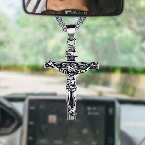 Cross Pendant for Car Rearview Mirror Charm Hanging Accessories Ornament Jesus Cross Necklace Jewelry Women Men Auto Interior Car Decor Crucifix C...