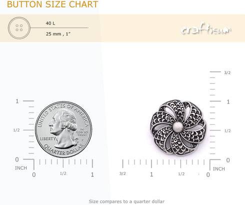 20 pcs Vintage Hollow Scale Pattern Silver Metal Shank Sewing Coat Buttons -25mm -1"...