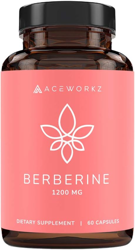 ACEWORKZ Berberine HCL 1200mg Supplement – 97% High Purity – Support Weight Management, Craving Control, Heart & Gut Health (60 Capsules)...