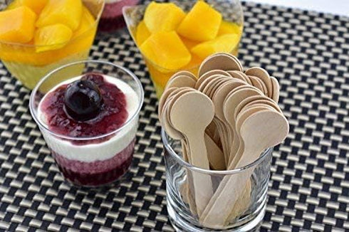 Gmark 4" Mini Wooden Spoons 100 ct, Biodegradable Compostable Birchwood (100pcs/bag) GM1042A...