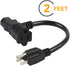 2 Feet/0.6M Nema 5-15P Male to C13/ Nema 5-15R Piggyback Power cord, UL CUL SJT 14AWG 3C, Replacement for Daisy Chain Pro Audio DJ etc...