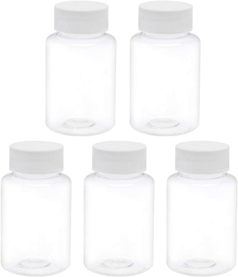 uxcell 3.4 oz/100ml PET Plastic Lab Chemical Reagent Bottle Wide Mouth Liquid/Solid Storage Container Clear Bottles w Tamper Evident Caps 5pcs...