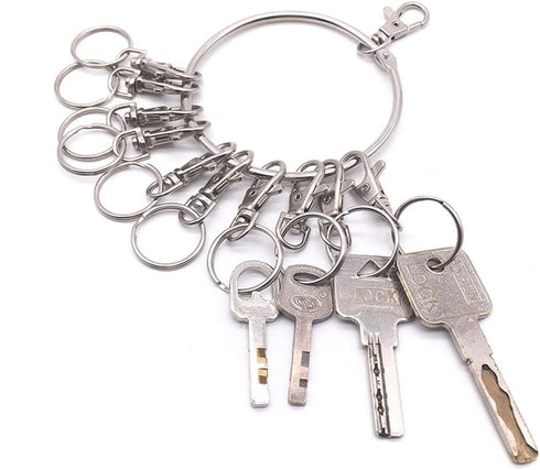 1PC Portable Metal Ring Key Organizer Holder with Swivel Clasps Janitor Key Ring for Warehouse Office School Home Use, Silver...