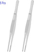 2 PCS 5 Inch Stainless Steel Tweezers, with Straight Round Blunt Serrated Tip, 0.07 Inch Thickness Stainless Steel, Multipurpose Daily Garden Home...
