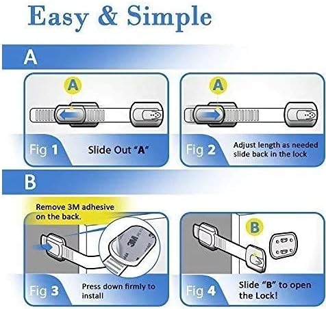 Generic Baby Child Safety Locks Straps (8 Pack) for Cabinets, Drawers, Fridge, Toilets Easy Installation, Clear (WC066)...