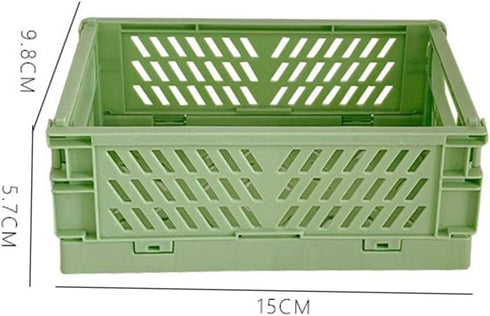Mini folding plastic storage box Student desktop organizer Pocket Tape Stationery skincare small storage basket (2PCS, Blue&Pink)...